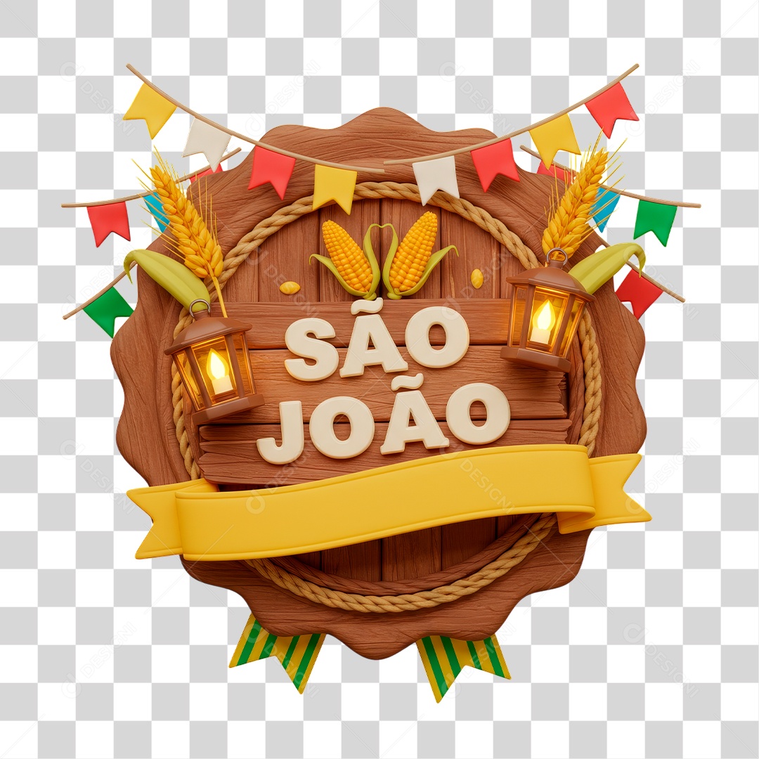 Selo 3D São João Para Composição PNG Transparente
