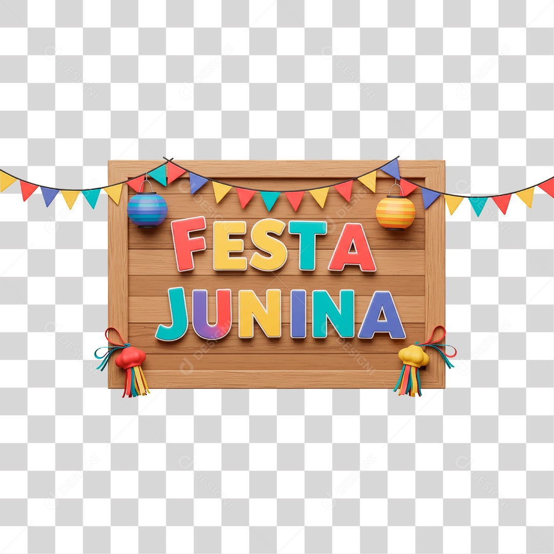 Selo 3D Festa Junina Para Composição PNG Transparente
