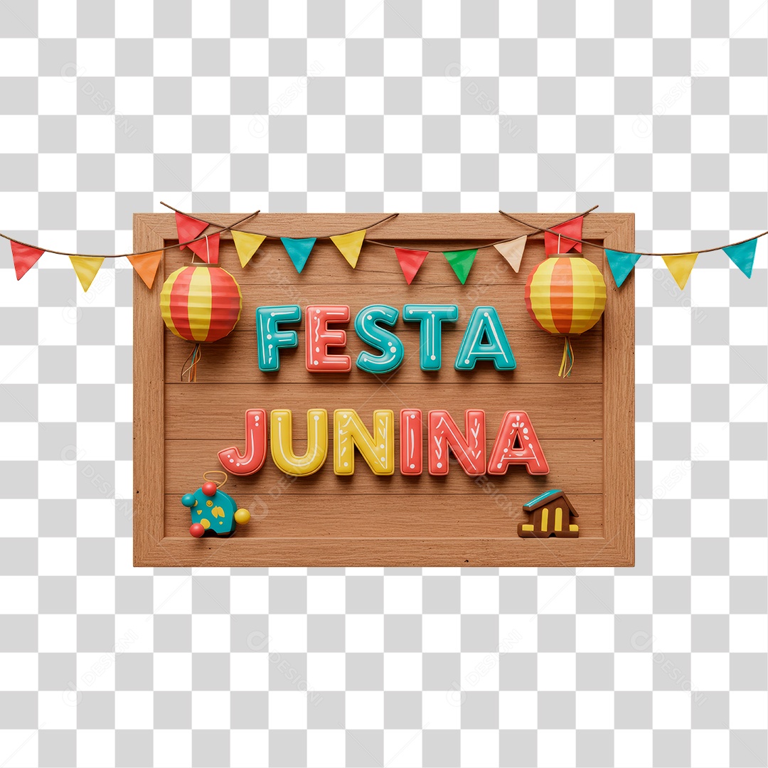 Selo 3D Festa Junina Para Composição PNG Transparente