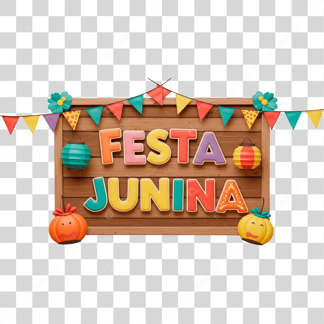 Selo 3D Festa Junina Para Composição PNG Transparente