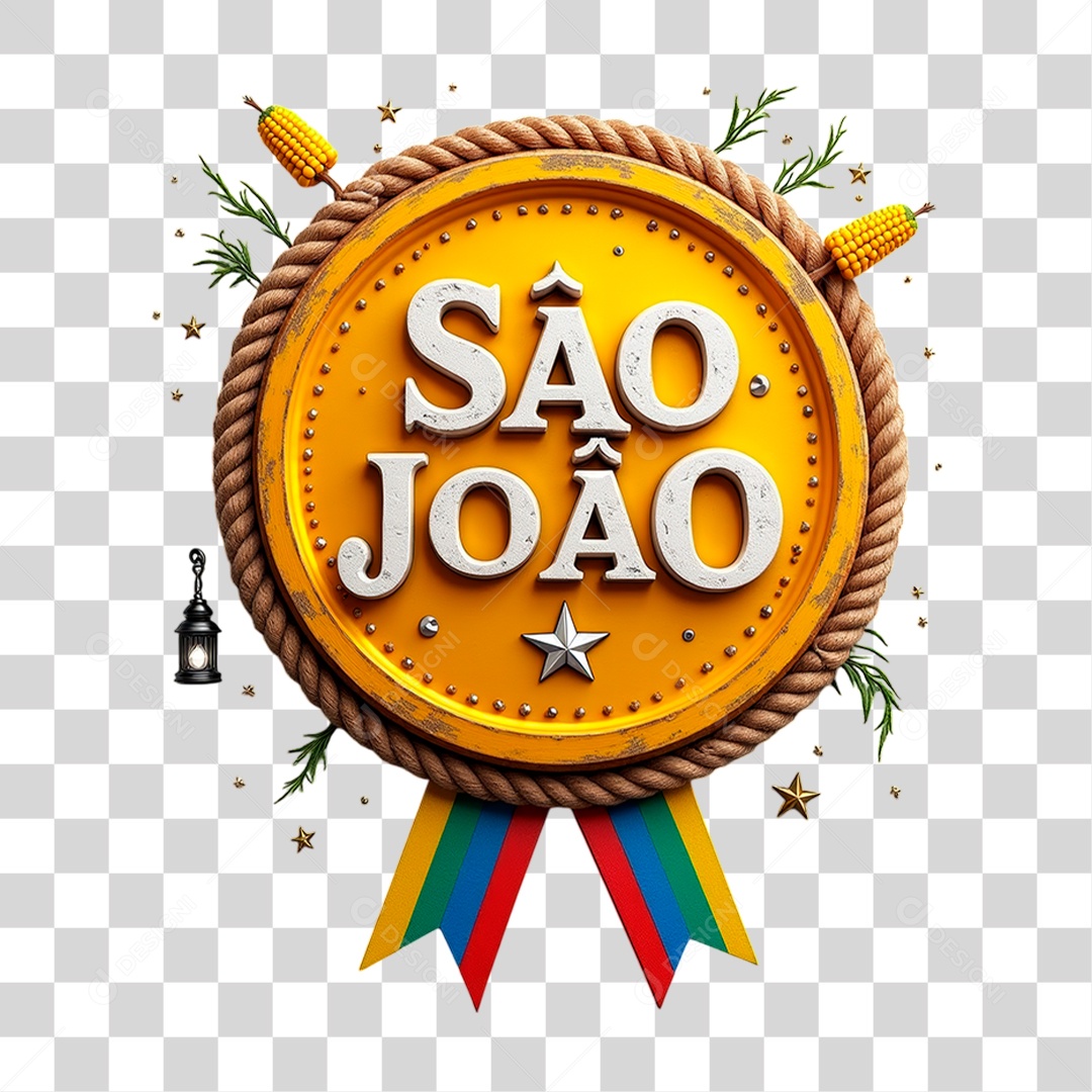 Selo 3D São João Para Composição PNG Transparente