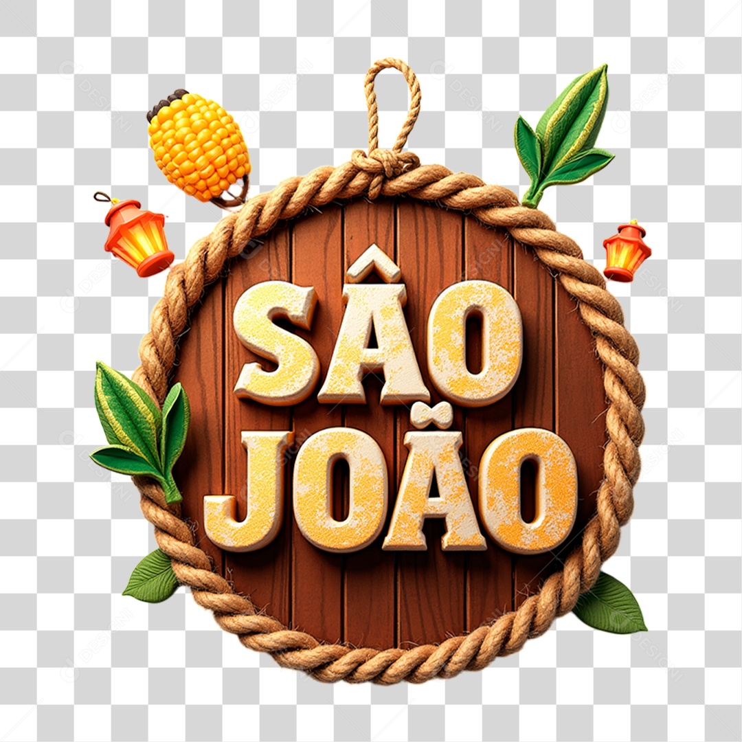 Selo 3D São João Para Composição PNG Transparente