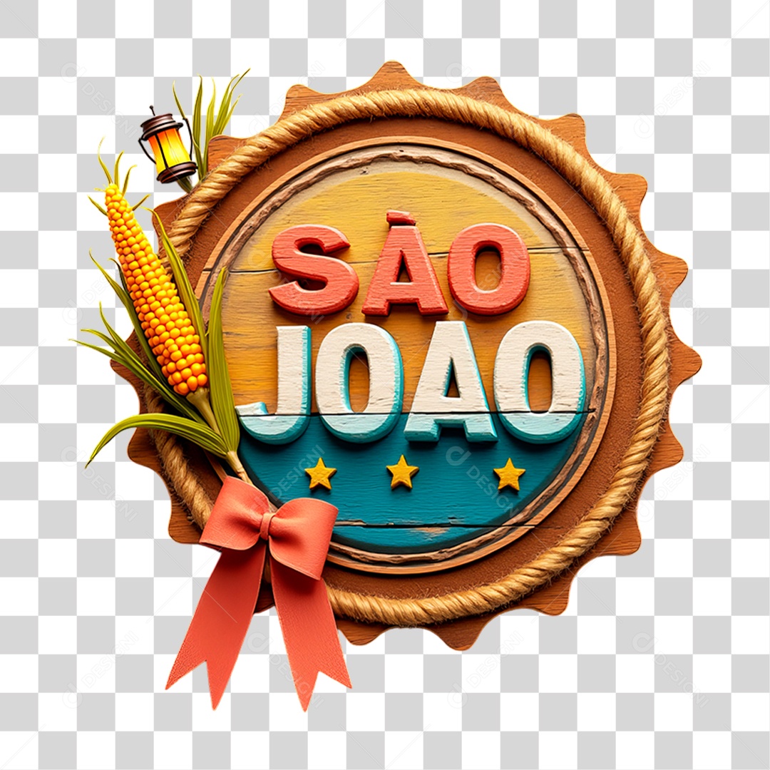 Selo 3D São João Para Composição PNG Transparente