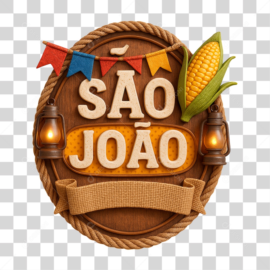 Selo 3D São João Para Composição PNG Transparente