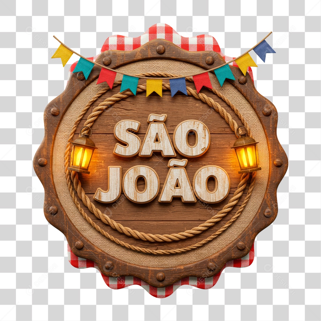 Selo 3D São João Para Composição PNG Transparente