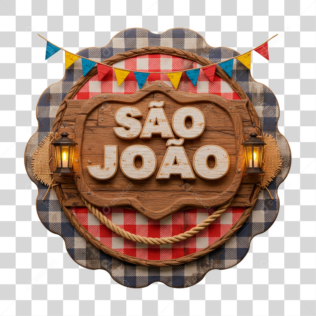 Selo 3D São João Para Composição PNG Transparente