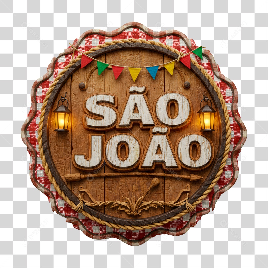 Selo 3D São João Para Composição PNG Transparente