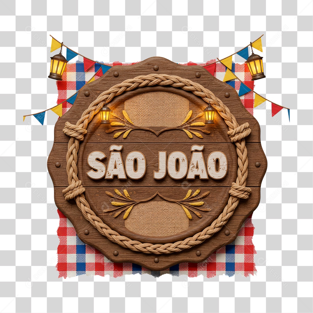 Selo 3D São João Para Composição PNG Transparente