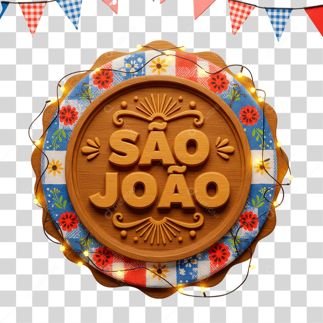 Selo 3D São João Para Composição PNG Transparente