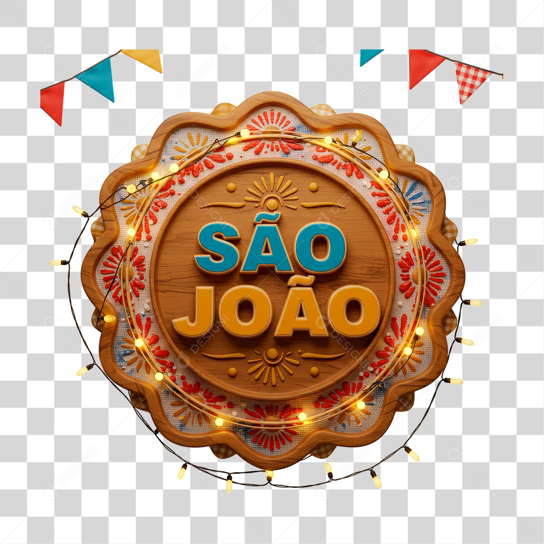 Selo 3D São João Para Composição PNG Transparente