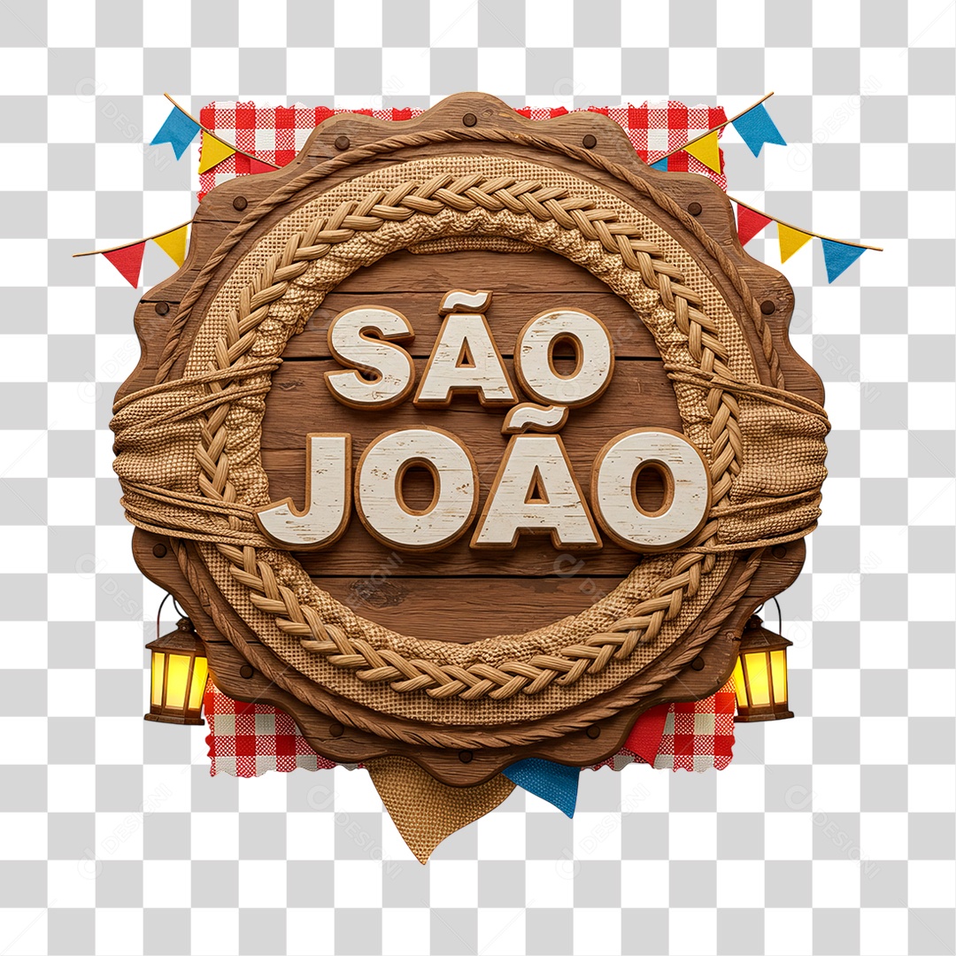 Selo 3D São João Para Composição PNG Transparente