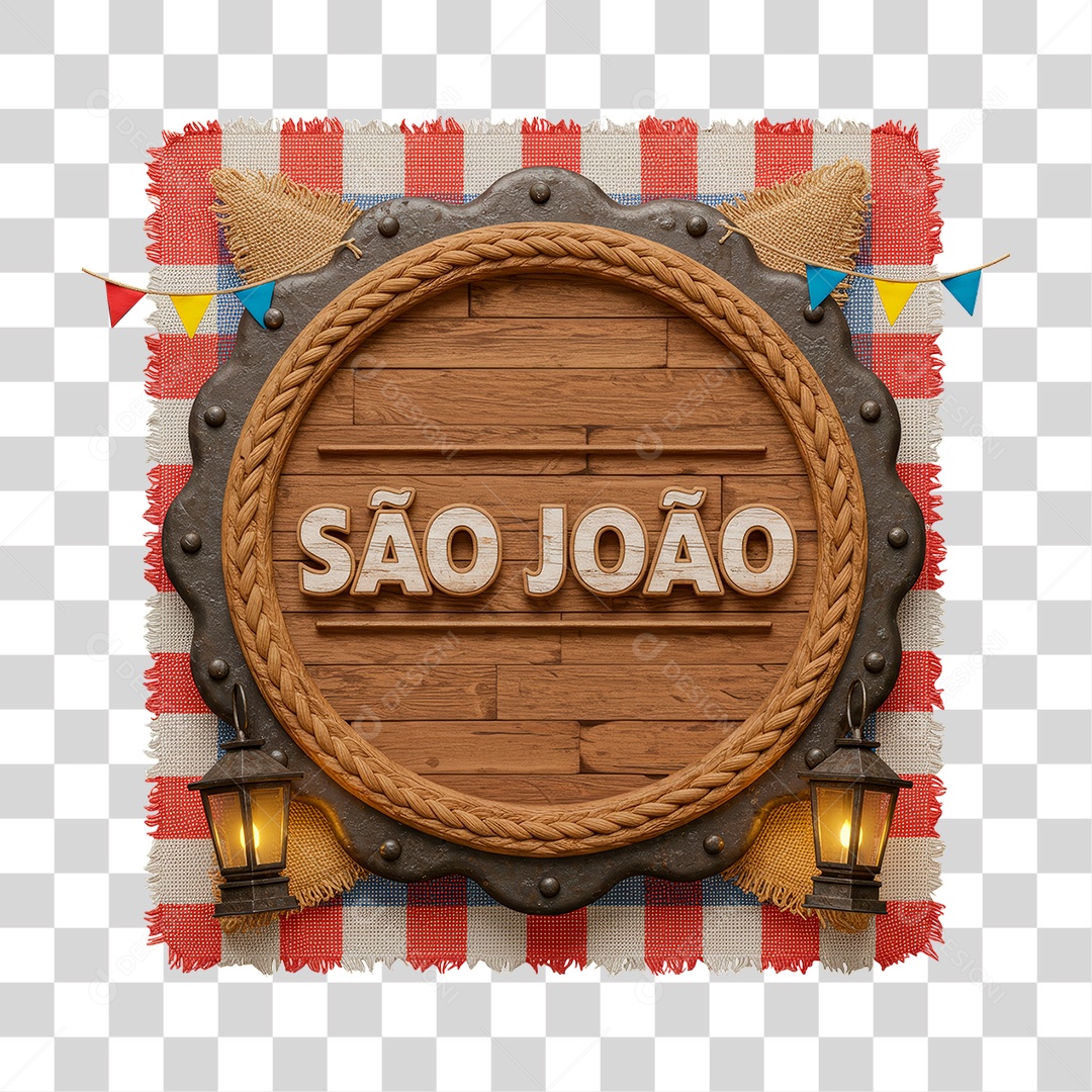 Selo 3D São João Para Composição PNG Transparente
