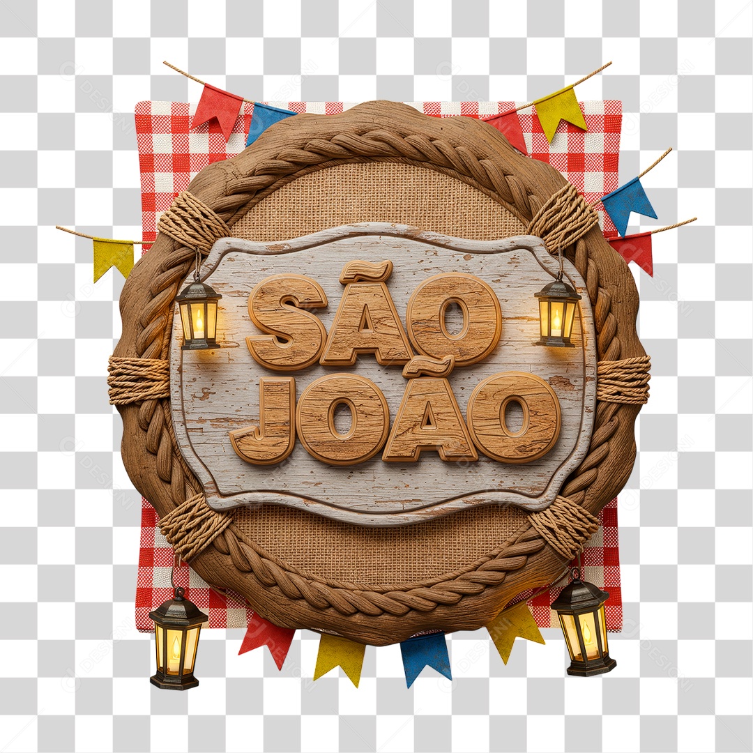 Selo 3D São João Para Composição PNG Transparente