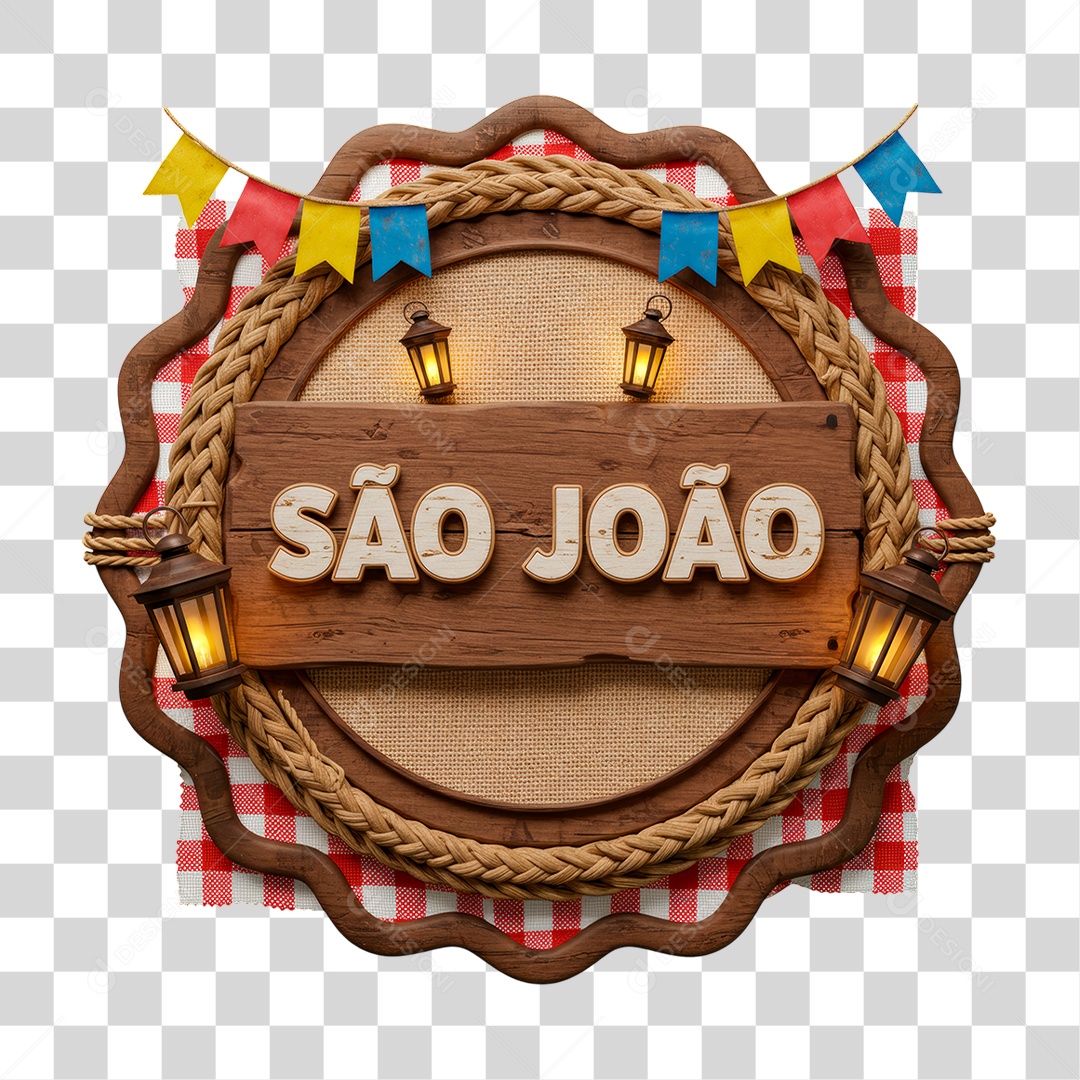 Selo 3D São João Para Composição PNG Transparente