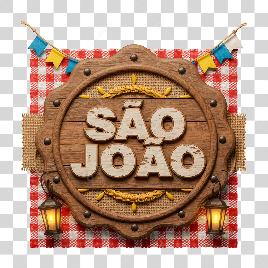 Selo 3D São João Para Composição PNG Transparente