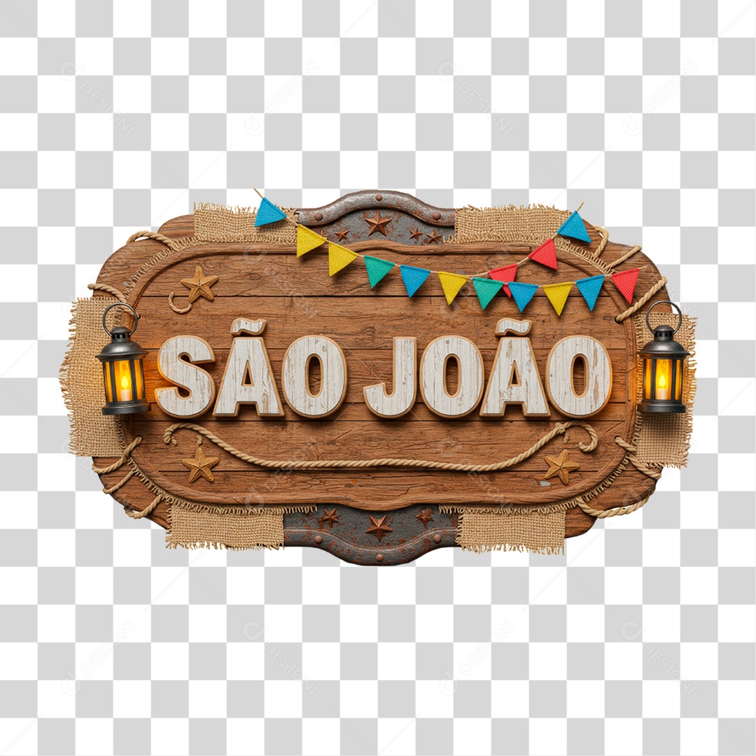 Selo 3D São João Para Composição PNG Transparente