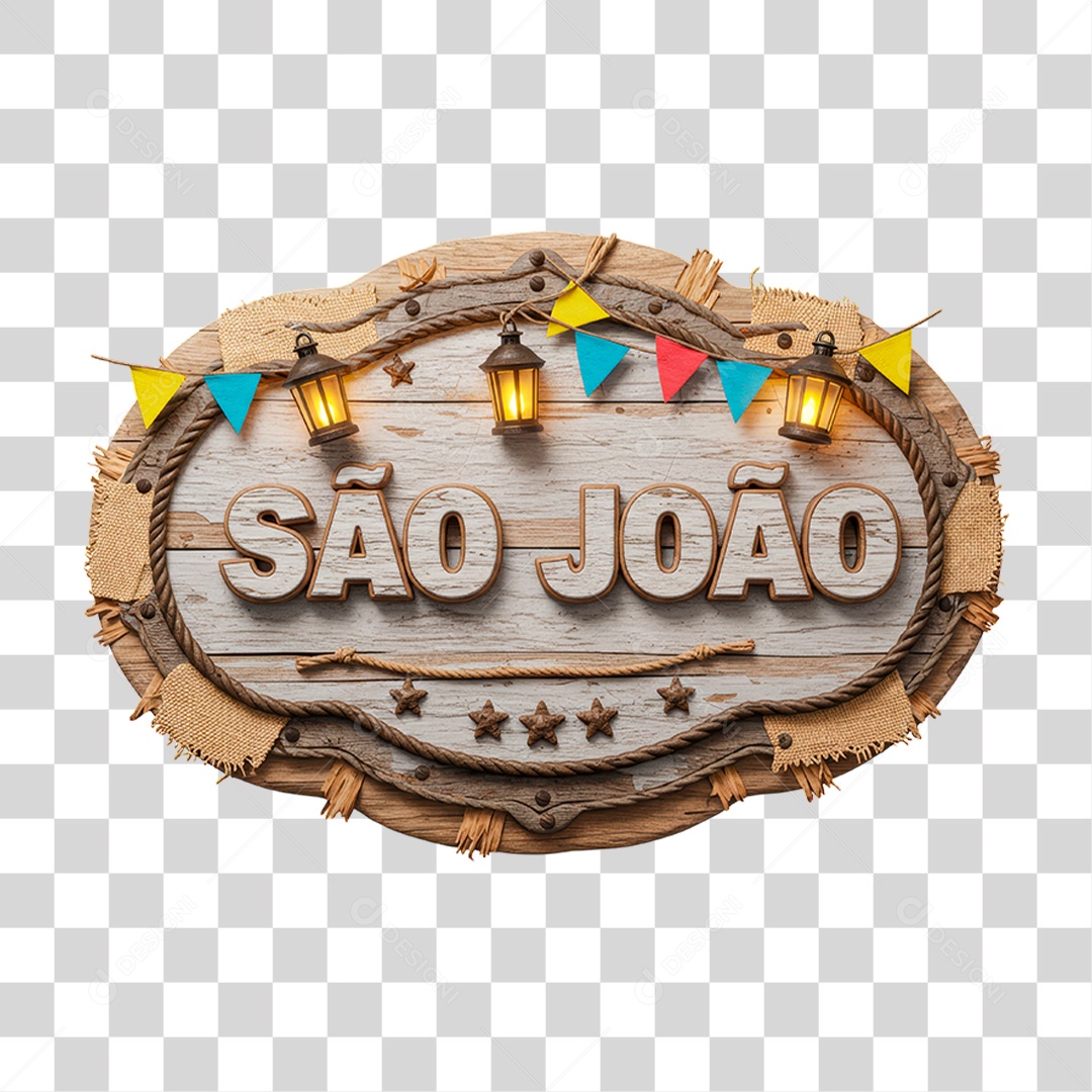 Selo 3D São João Para Composição PNG Transparente