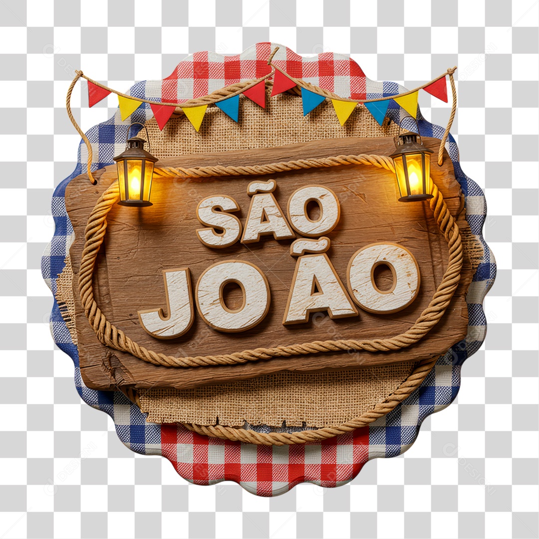 Selo 3D São João Para Composição PNG Transparente