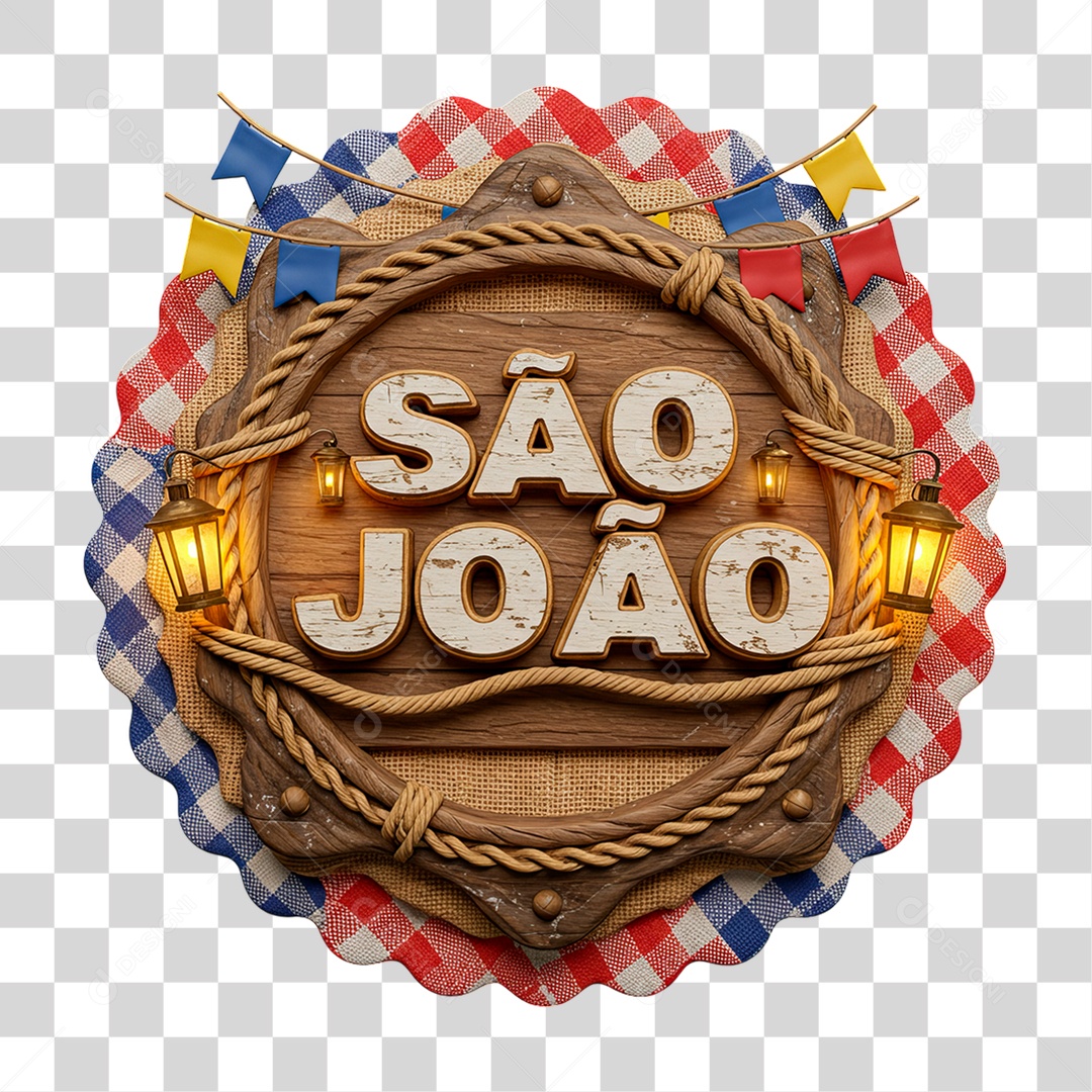Selo 3D São João Para Composição PNG Transparente