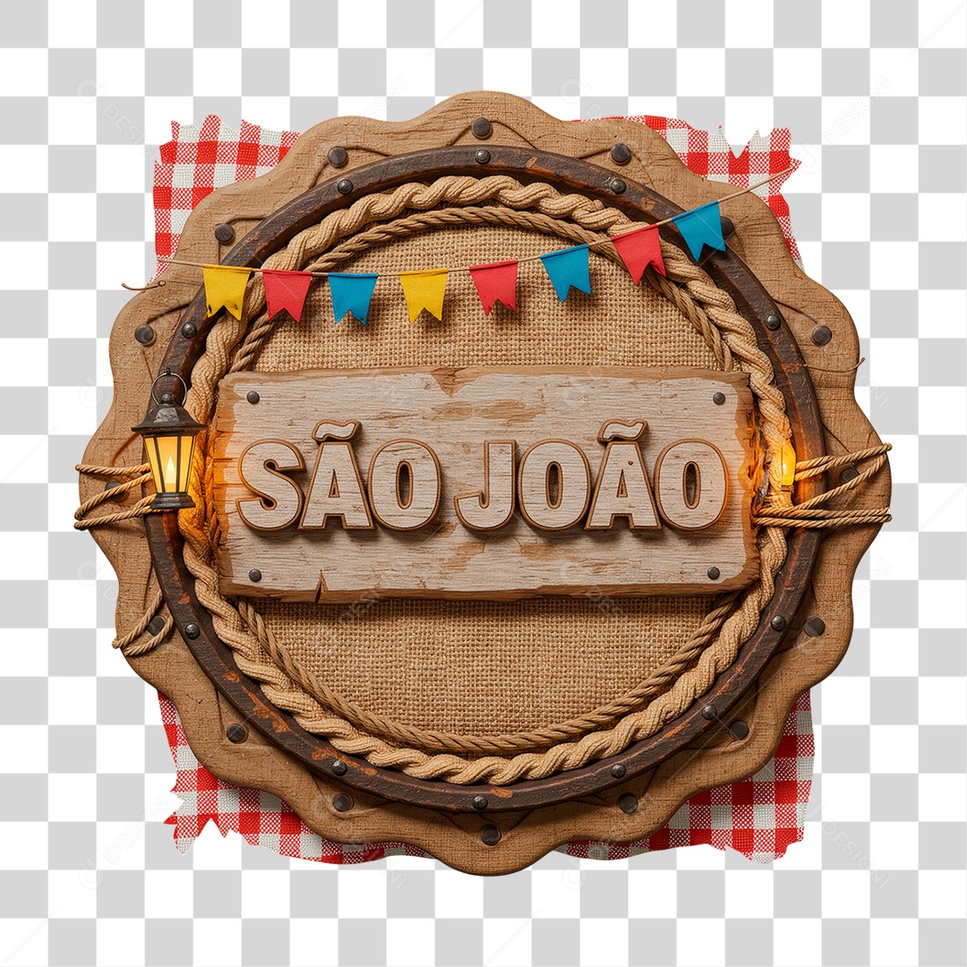 Selo 3D São João Para Composição PNG Transparente