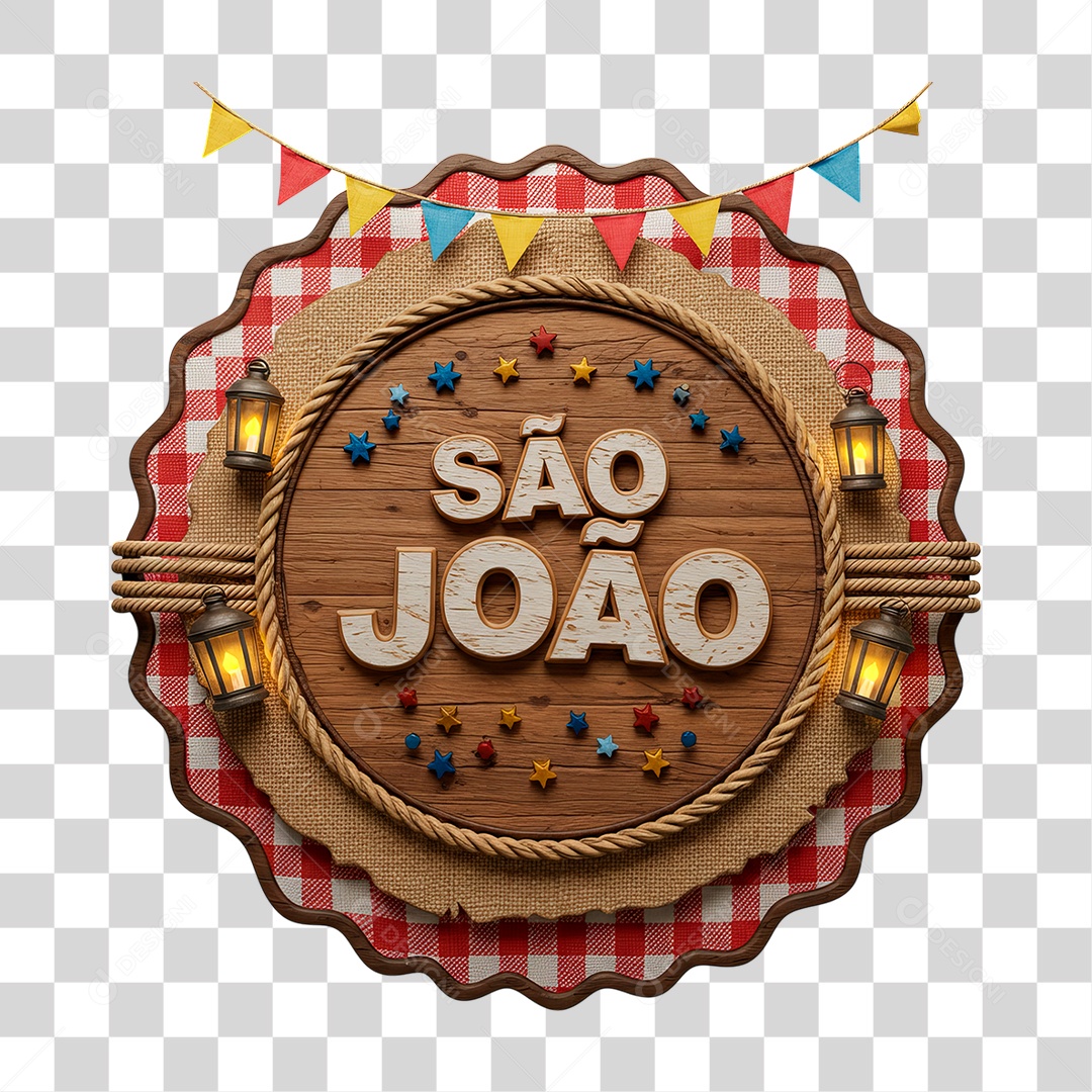 Selo 3D São João Para Composição PNG Transparente