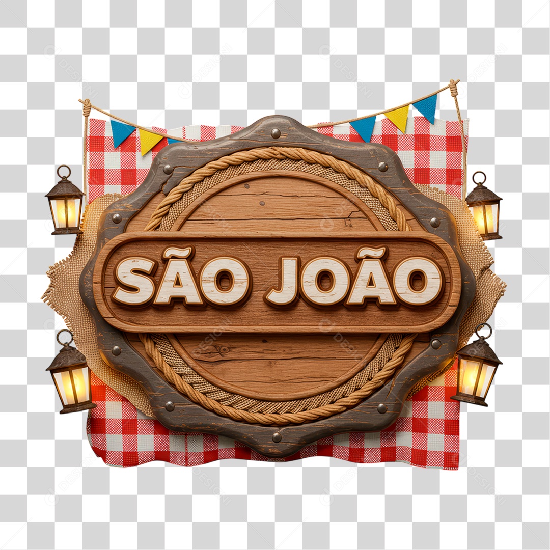 Selo 3D São João Para Composição PNG Transparente