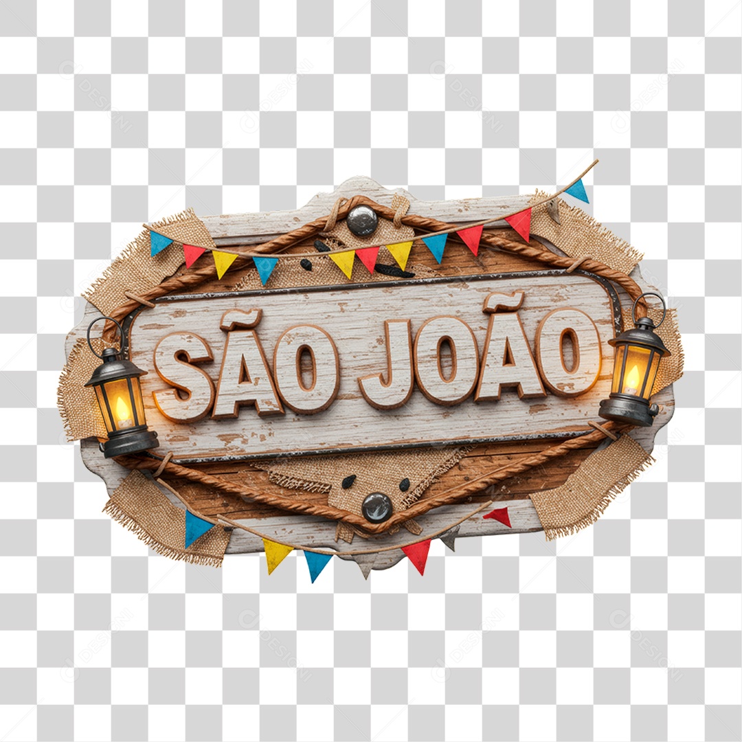 Selo 3D São João Para Composição PNG Transparente