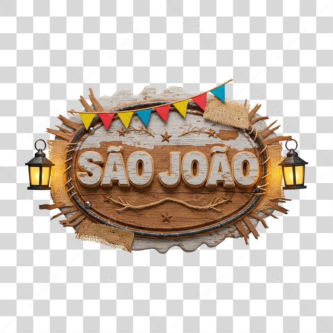 Selo 3D São João Para Composição PNG Transparente