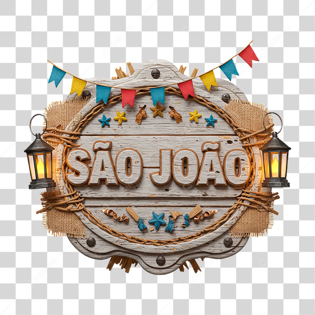Selo 3D São João Para Composição PNG Transparente