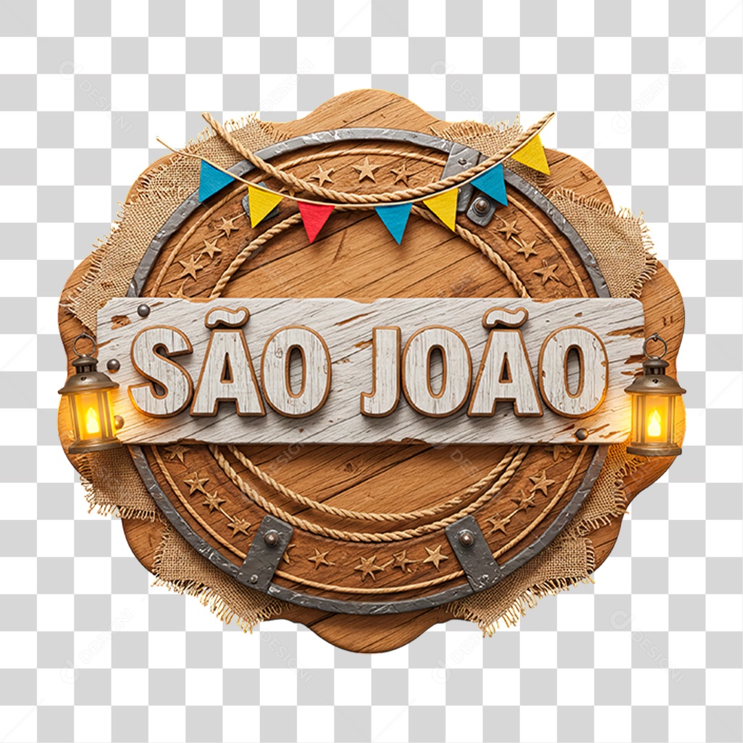 Selo 3D São João Para Composição PNG Transparente