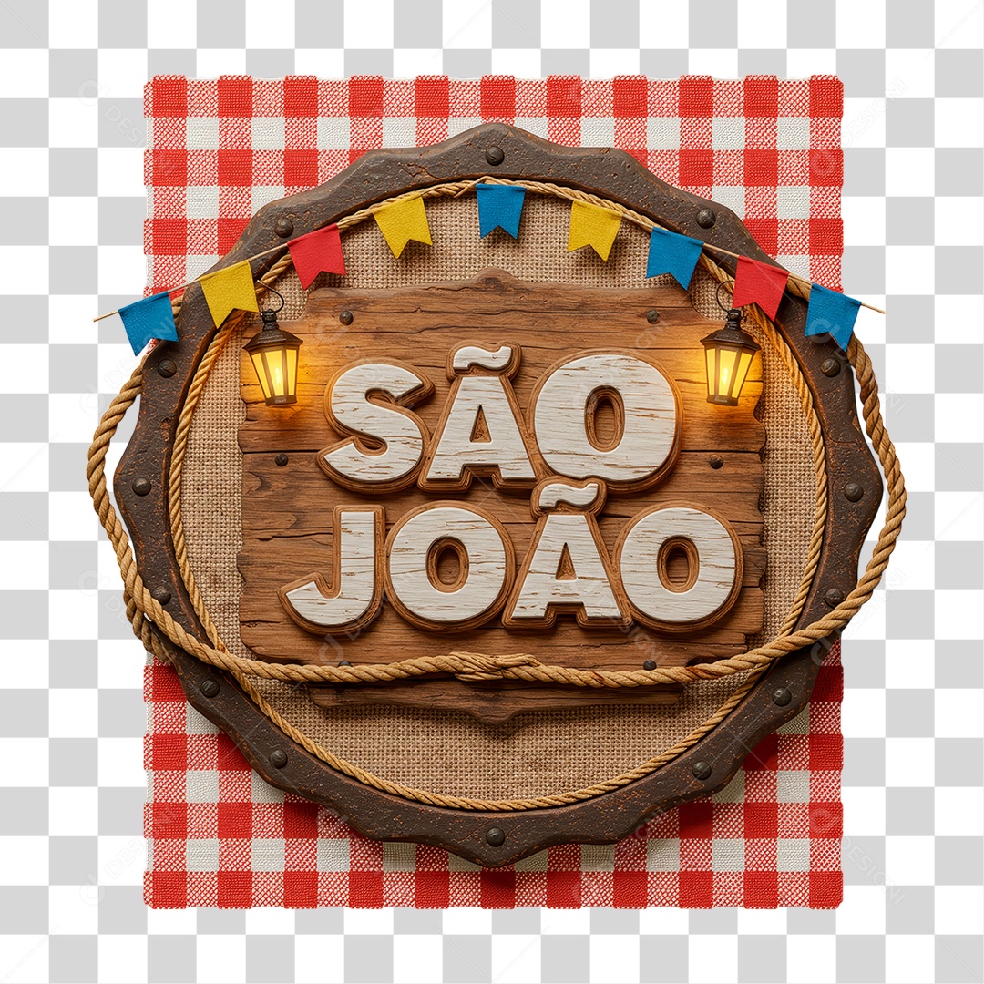 Selo 3D São João Para Composição PNG Transparente