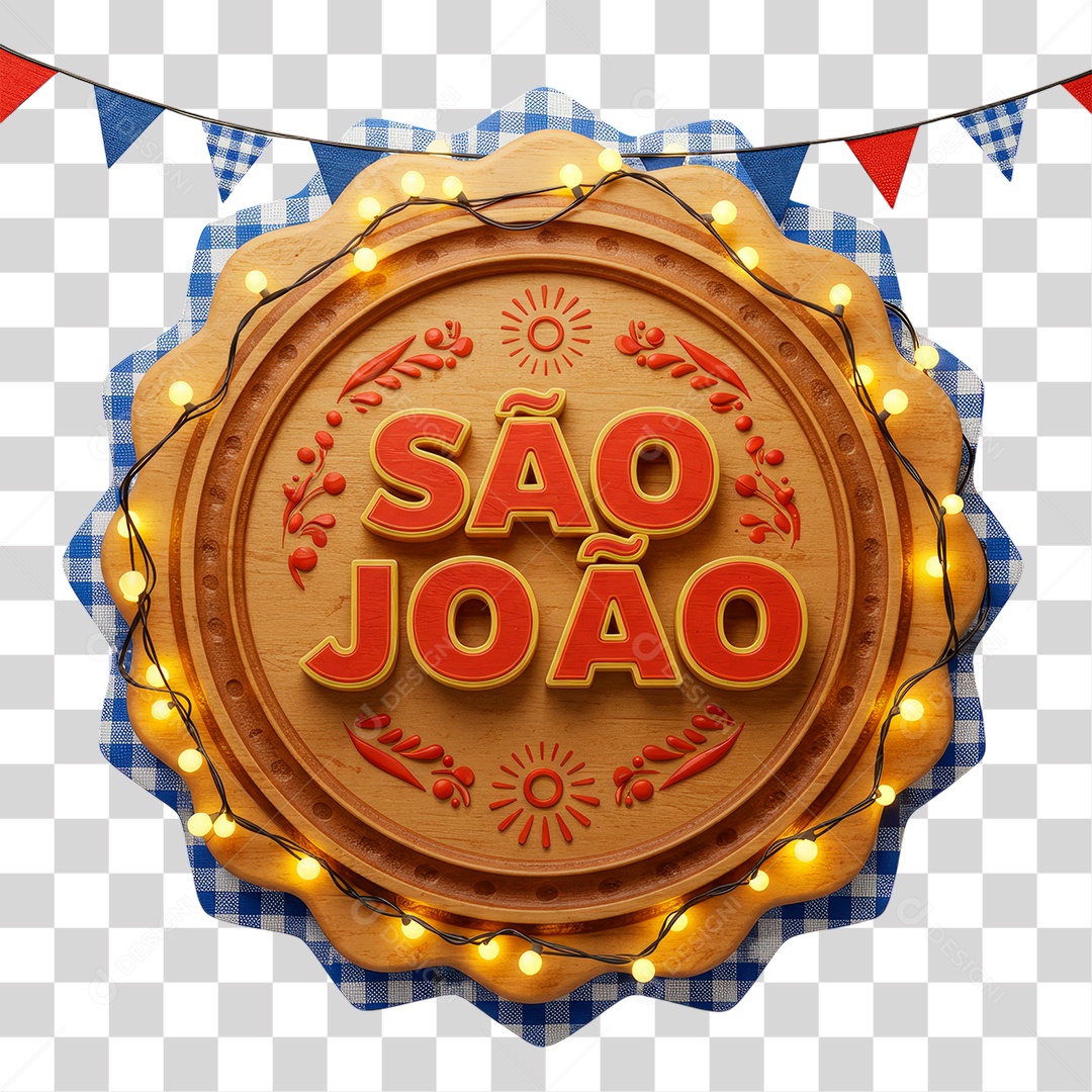 Selo 3D São João Para Composição PNG Transparente