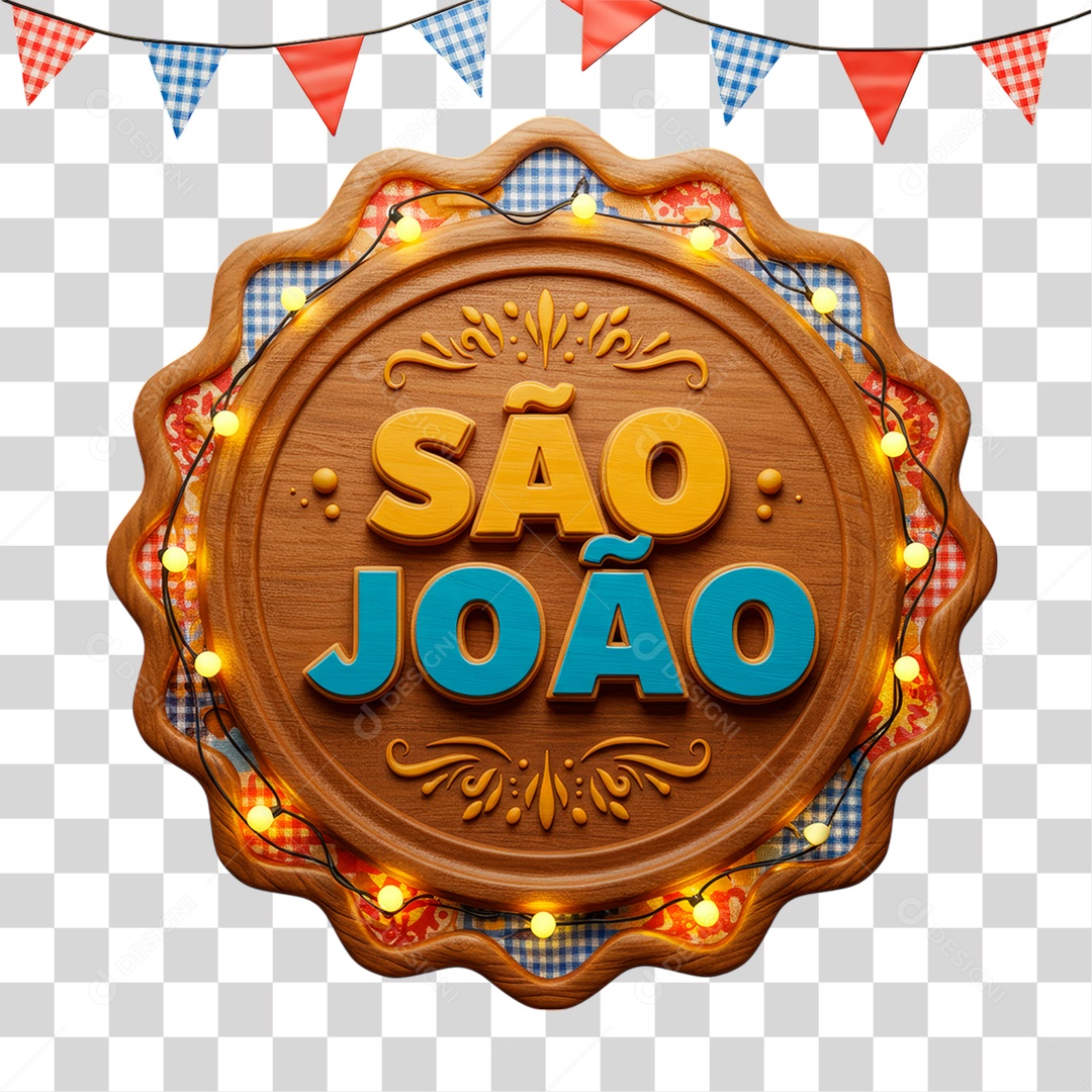Selo 3D São João Para Composição PNG Transparente