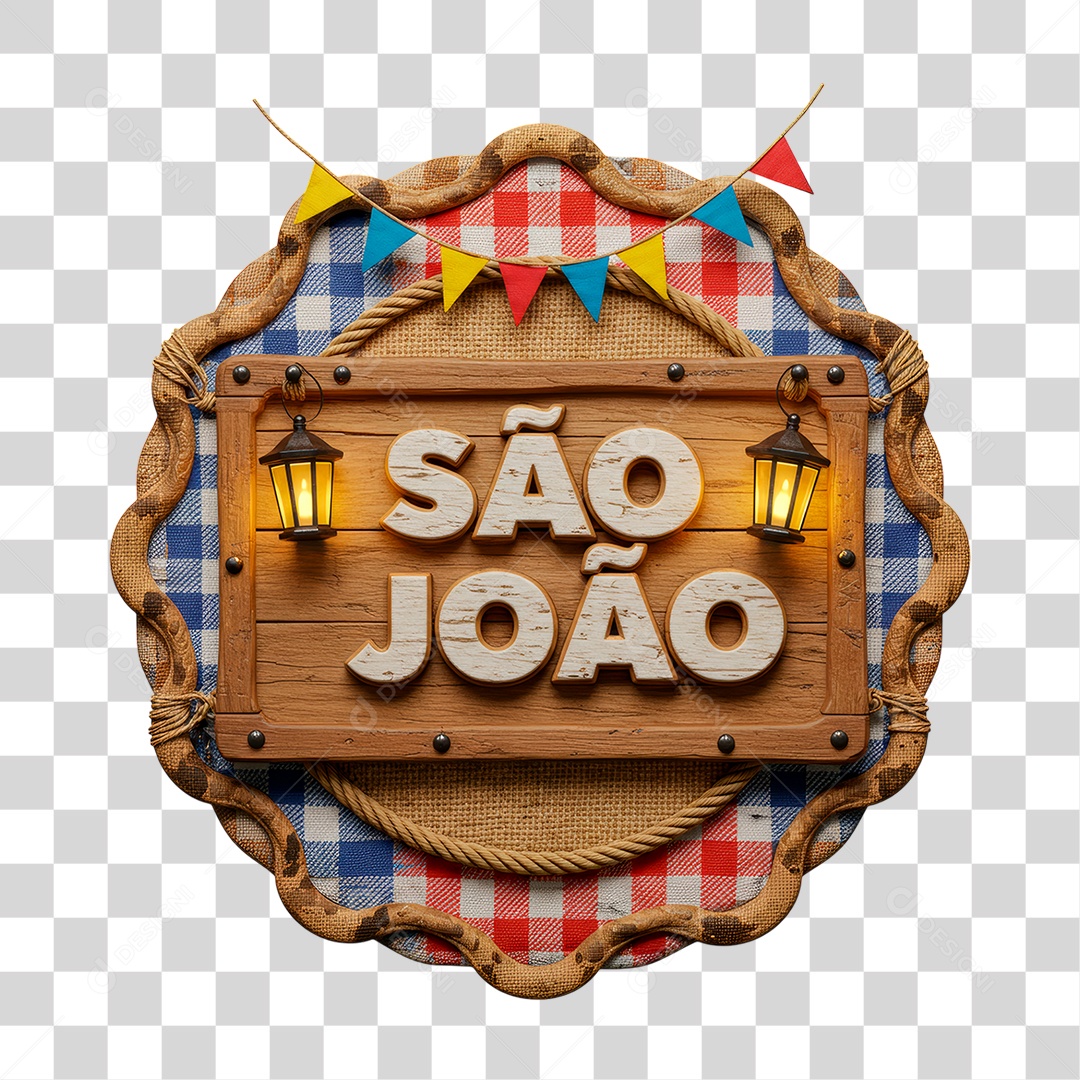 Selo 3D São João Para Composição PNG Transparente