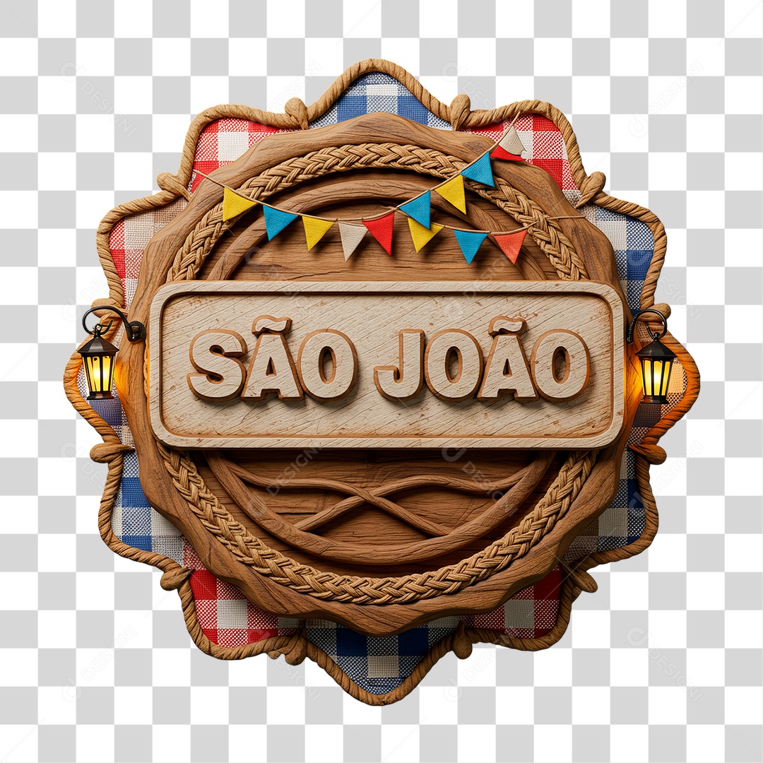 Selo 3D São João Para Composição PNG Transparente