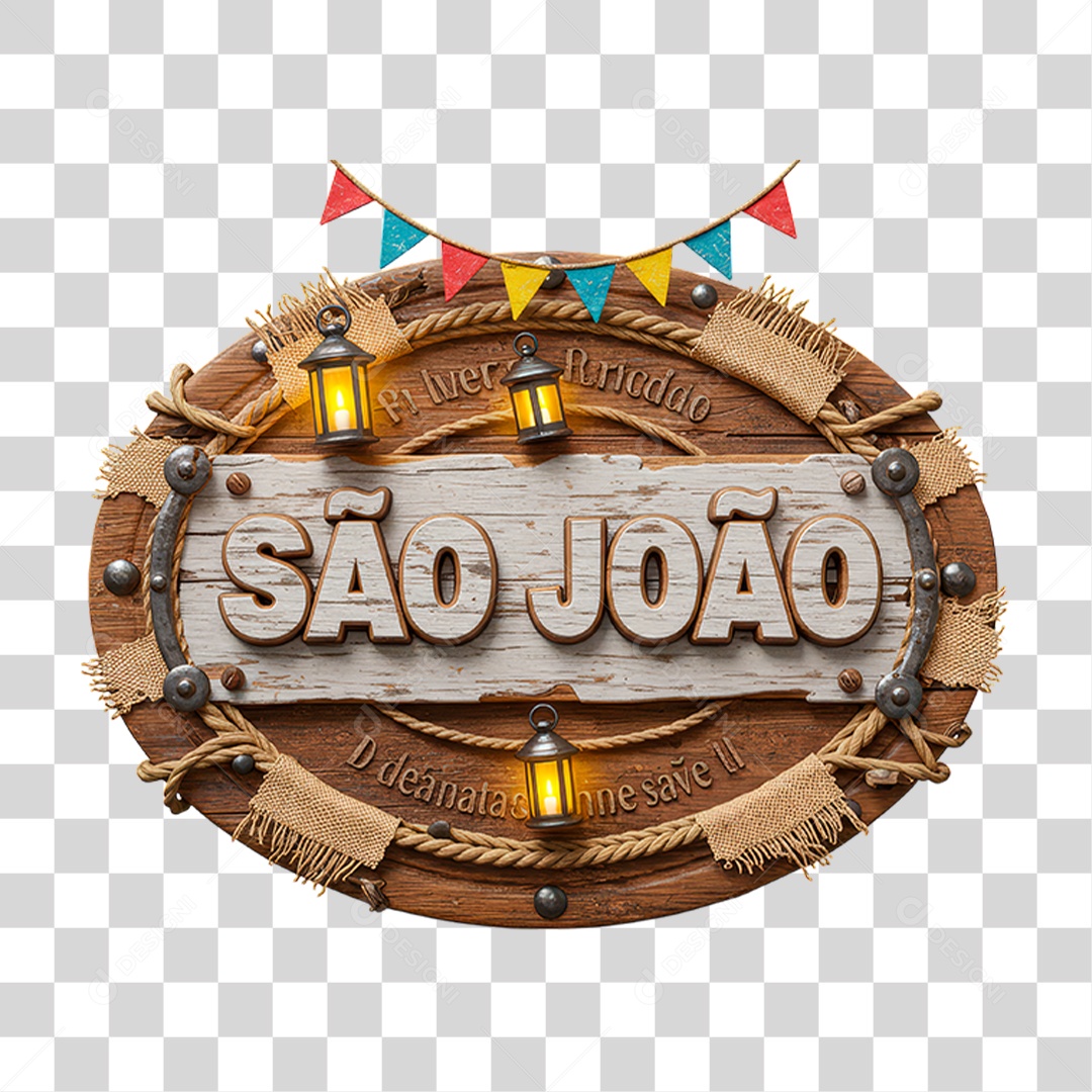 Selo 3D São João Para Composição PNG Transparente