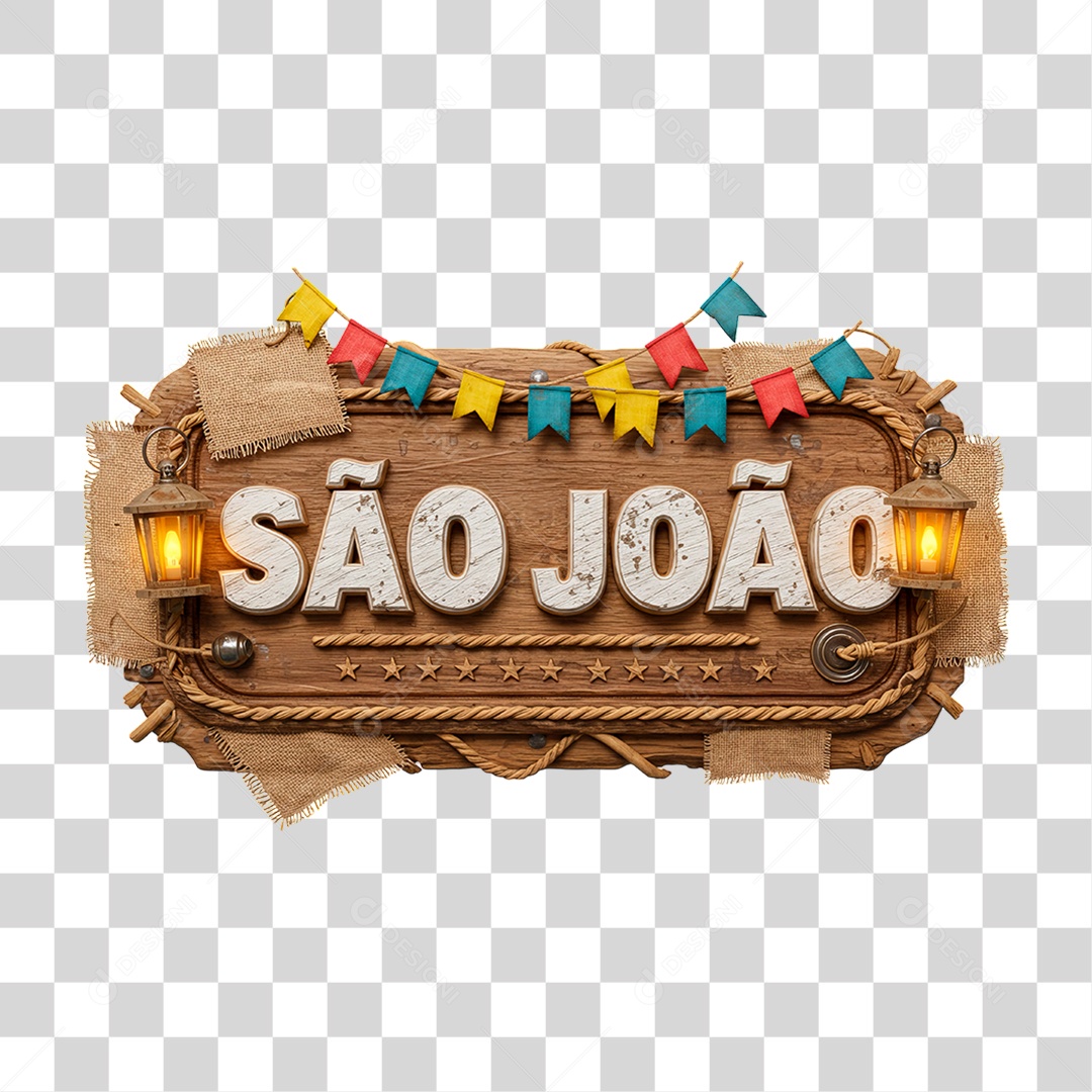 Selo 3D São João Para Composição PNG Transparente