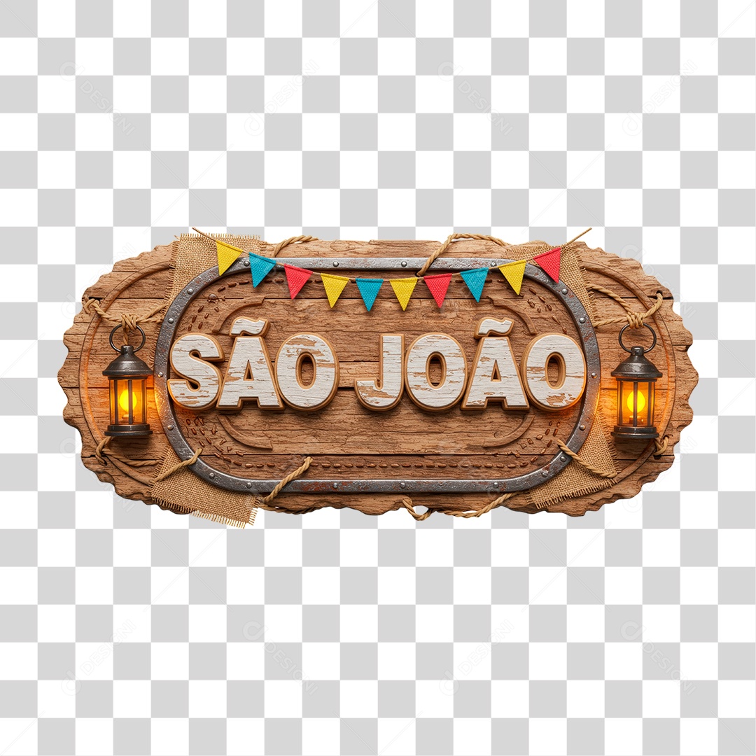 Selo 3D São João Para Composição PNG Transparente