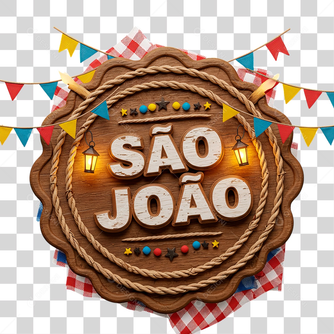 Selo 3D São João Para Composição PNG Transparente