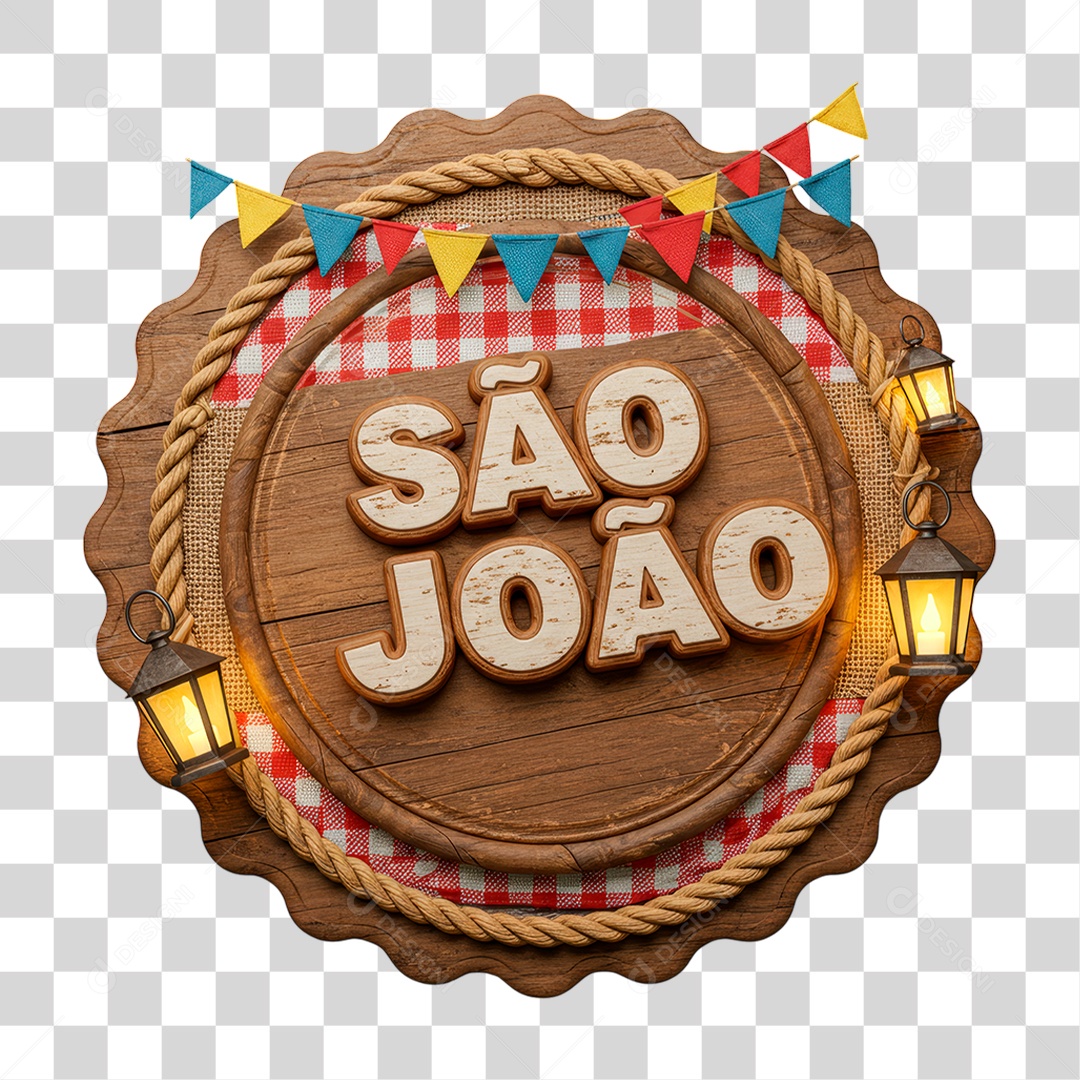 Selo 3D São João Para Composição PNG Transparente