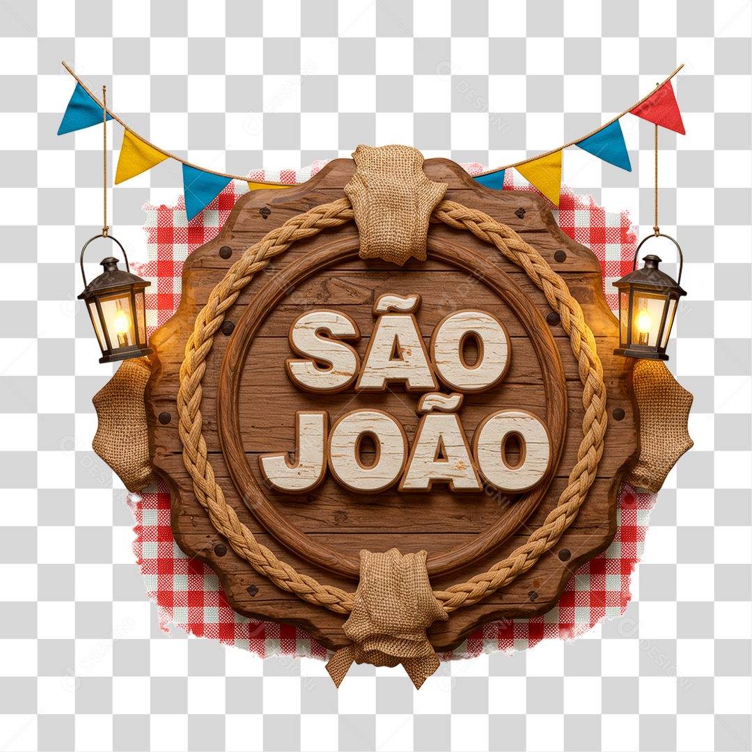 Selo 3D São João Para Composição PNG Transparente