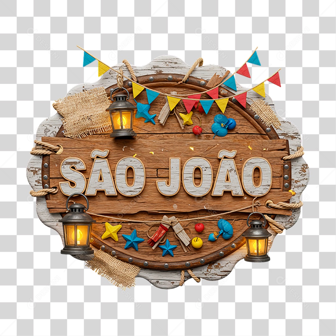 Selo 3D São João Para Composição PNG Transparente