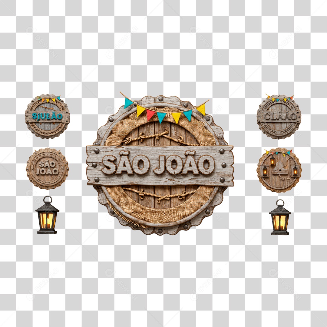Selo 3D São João Para Composição PNG Transparente
