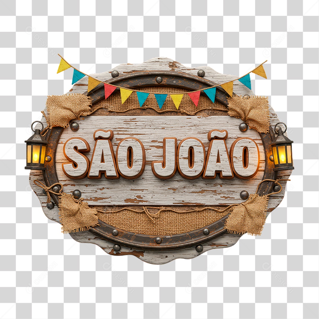 Selo 3D São João Para Composição PNG Transparente