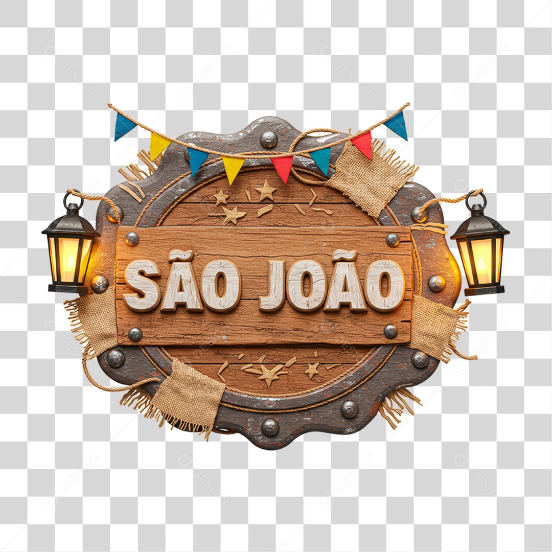 Selo 3D São João Para Composição PNG Transparente