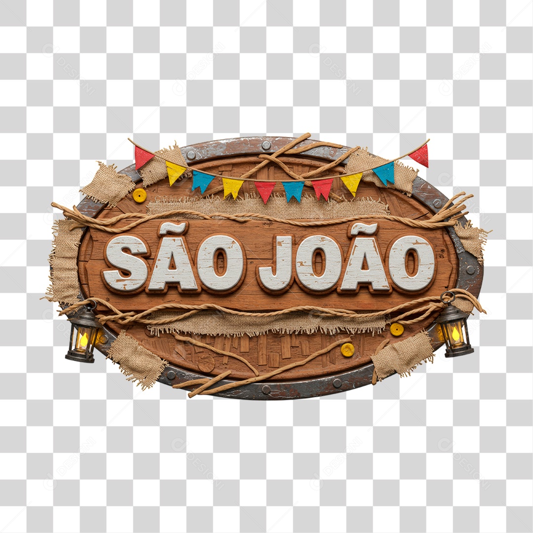 Selo 3D São João Para Composição PNG Transparente