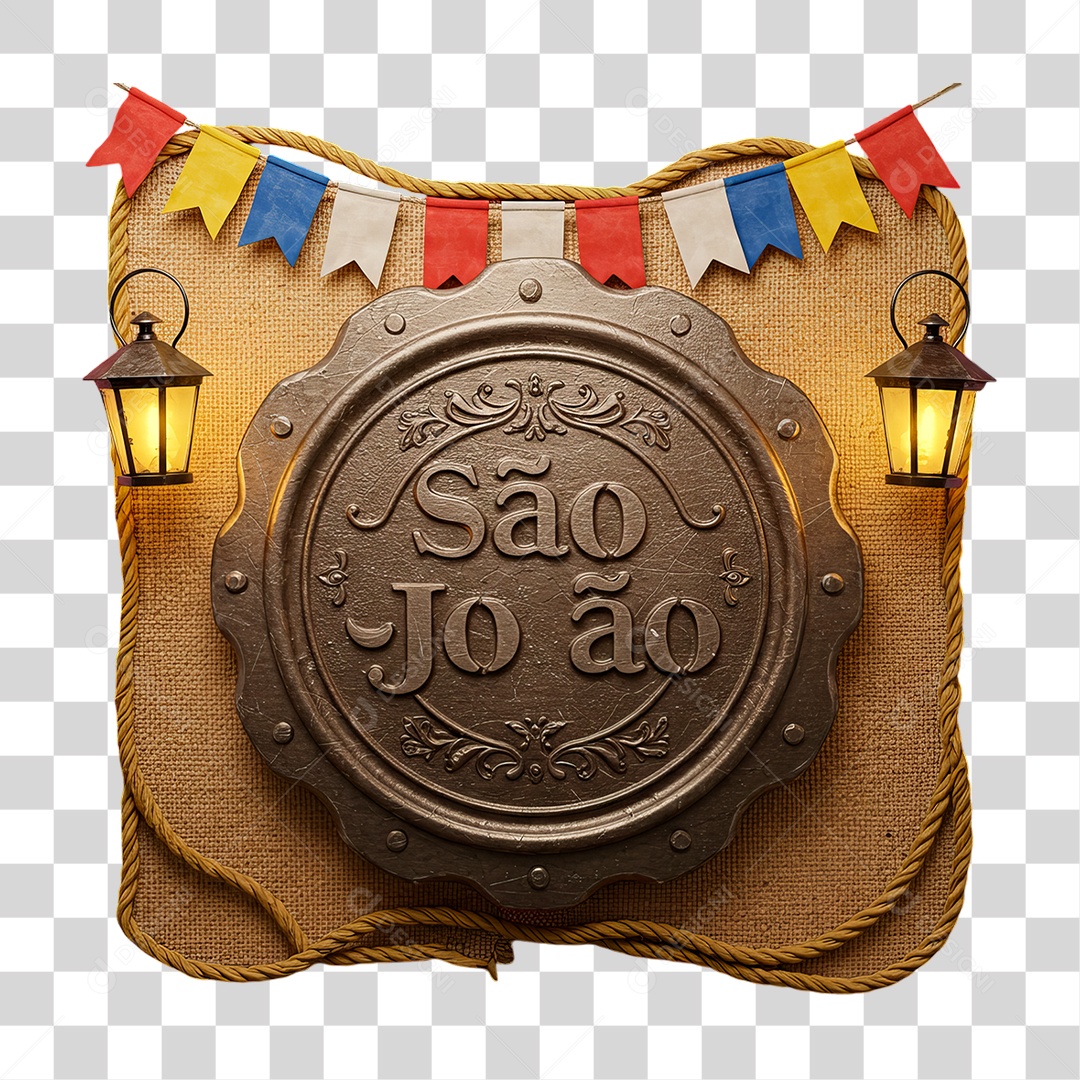 Selo 3D São João Para Composição PNG Transparente