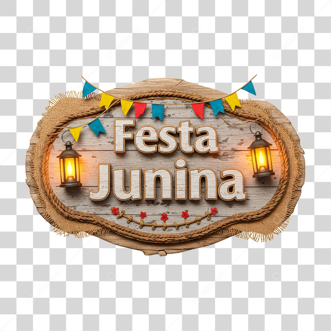 Selo 3D Festa Junina Para Composição PNG Transparente