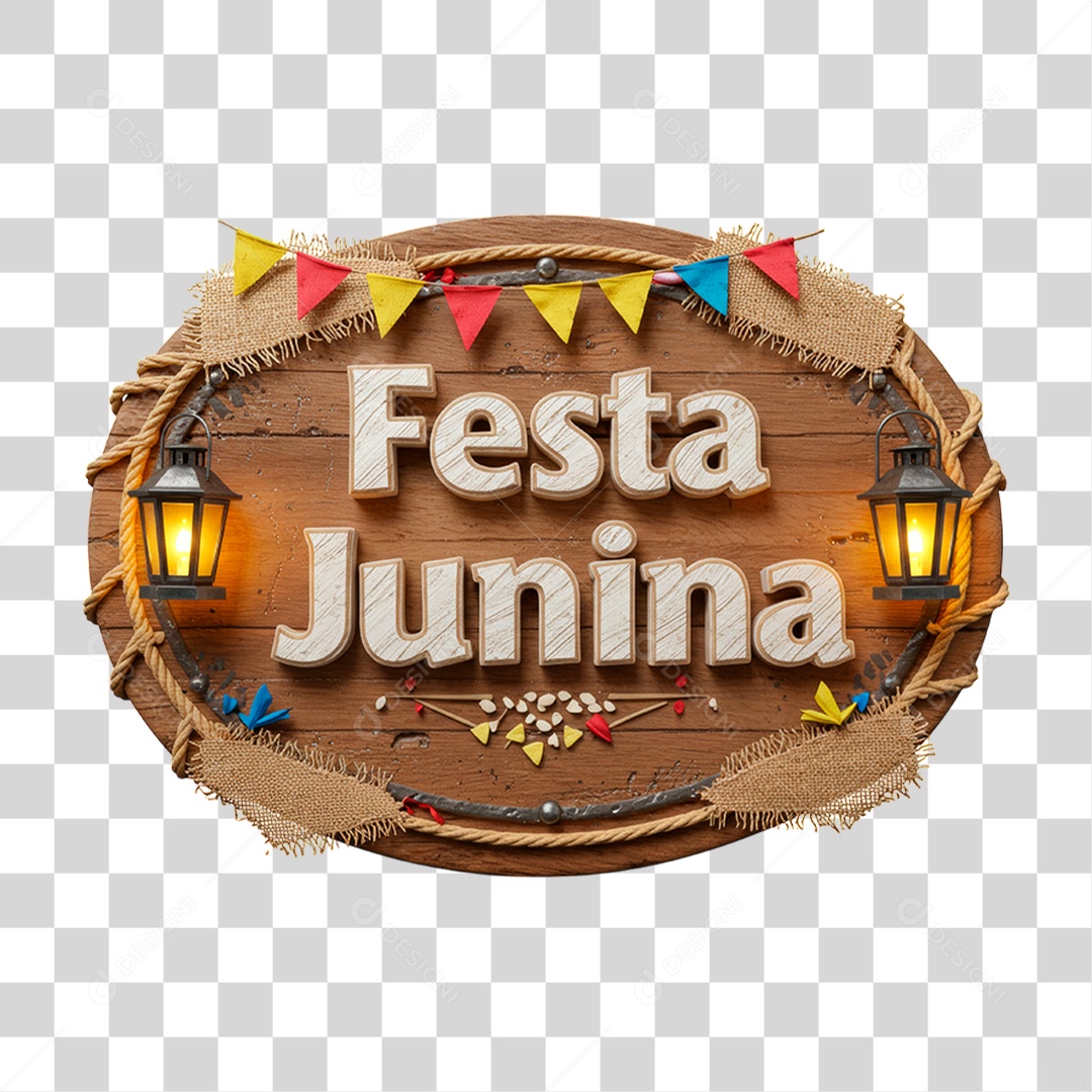 Selo 3D Festa Junina Para Composição PNG Transparente