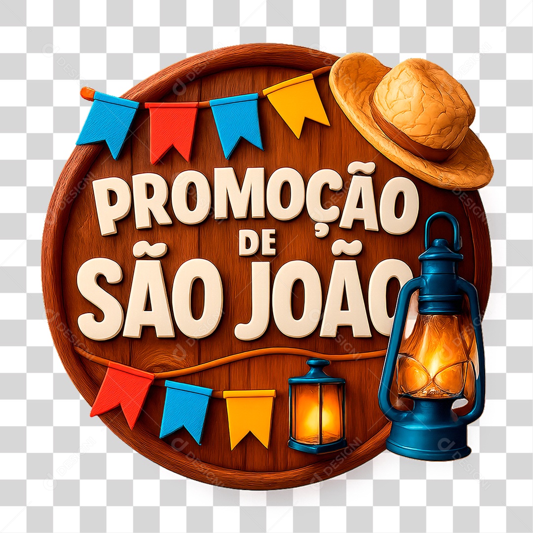 Selo 3D Promoção de São João Para Composição PNG Transparente